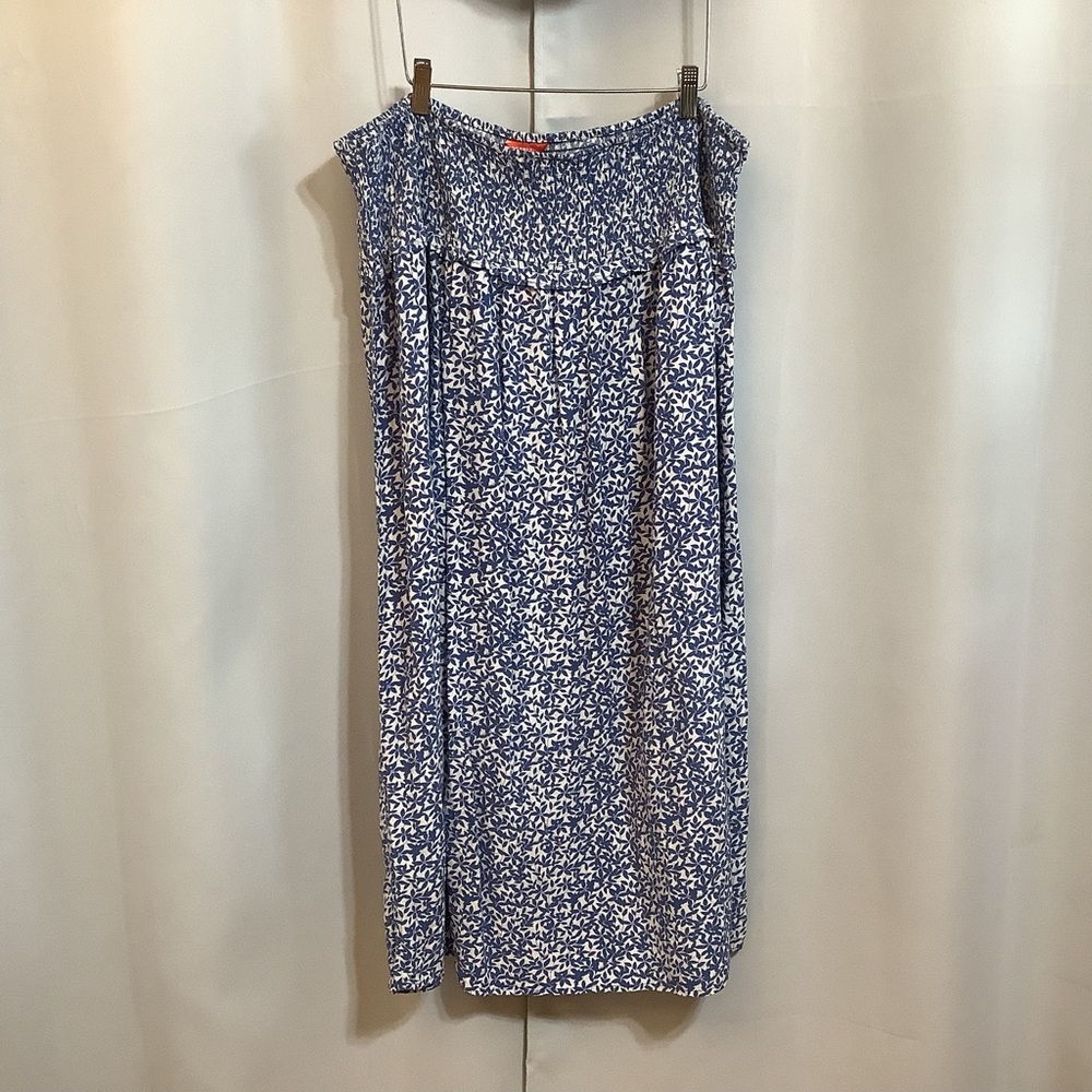 Joe Fresh Skirt Women’s Size 1X Maxi Ruching Waistband Floral Boho Blue White